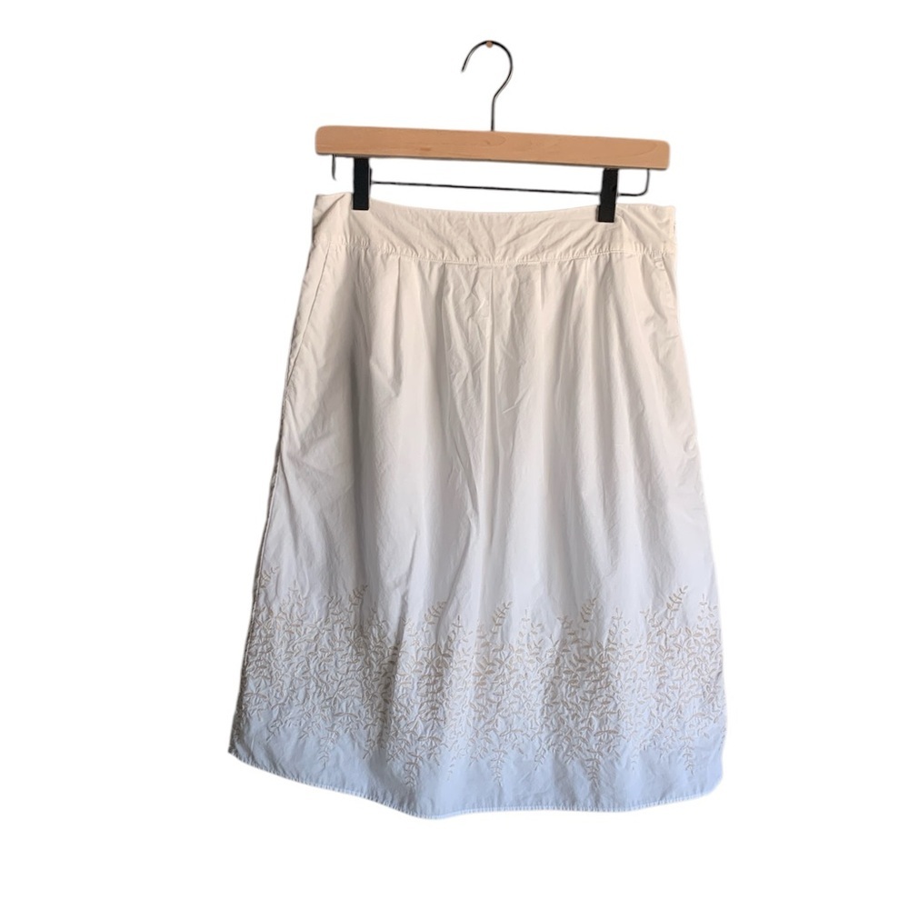 Talbots women’s size 6 white embroidered lined midi skirt coastal Euro summer